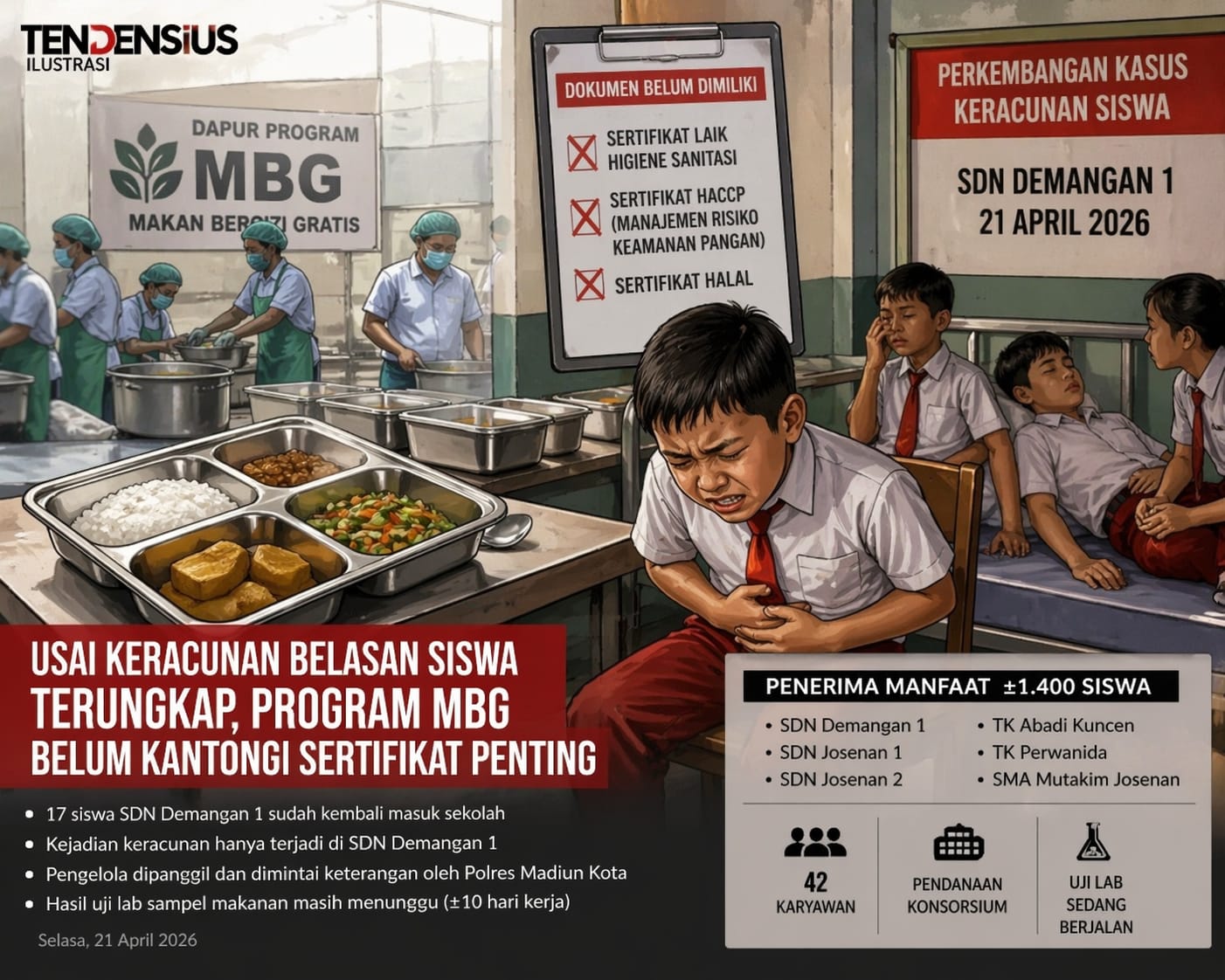 Usai Belasan Siswa Sakit, Terungkap Program MBG Demangan Belum Kantongi Sejumlah Sertifikat Penting