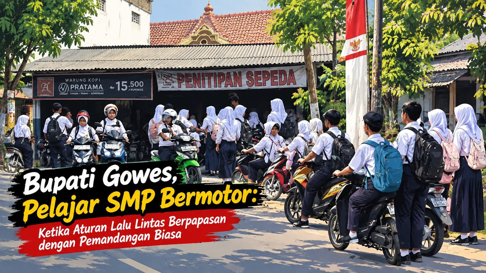 Bupati Gowes, Pelajar SMP Bermotor: Dua Pemandangan di Jalan Kabupaten Madiun